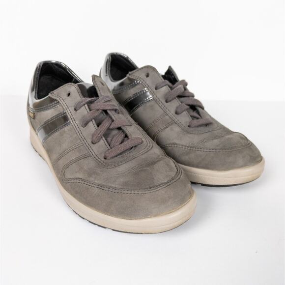 MEPHISTO Grey Rebeca Leather Runoff Air-Jet Lace Up Sneakers Women's 7 - Picture 2 of 9